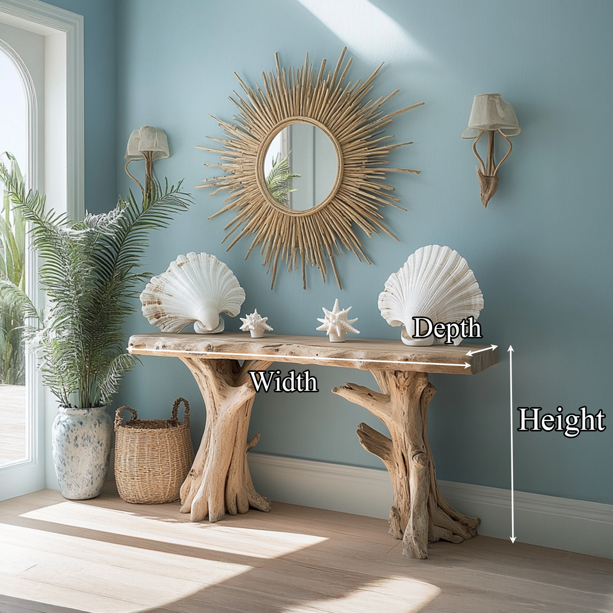 Coastal Driftwood Console Table Natural Tree Trunk Legs - view 8 of 8