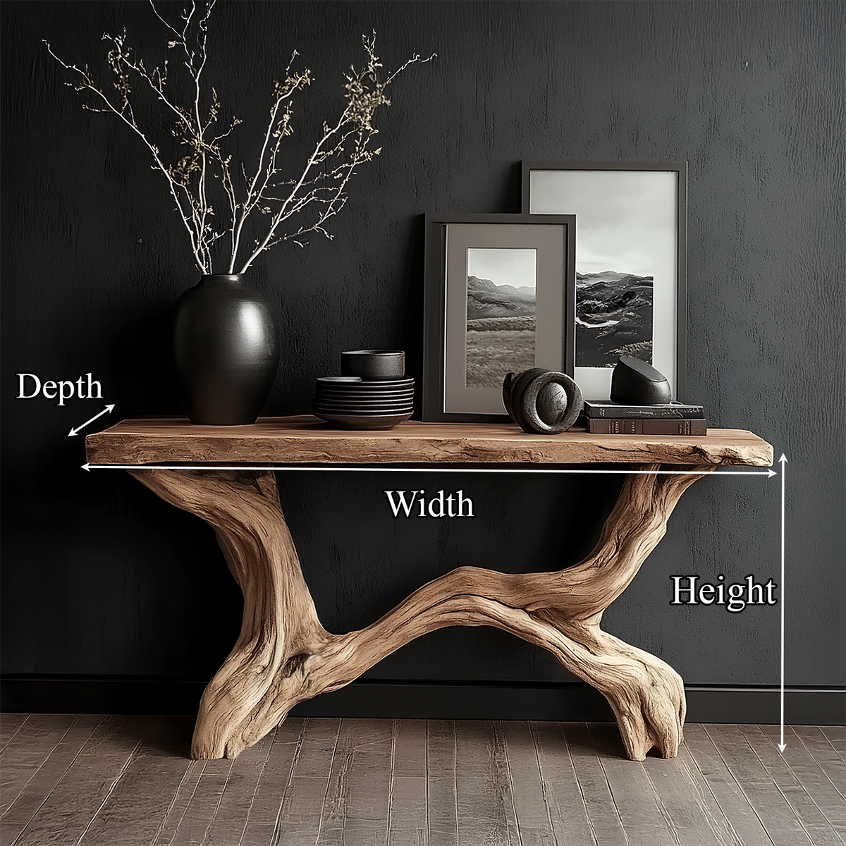 Live Edge Console Table Solid Wood Rustic Driftwood Gift - view 8 of 8