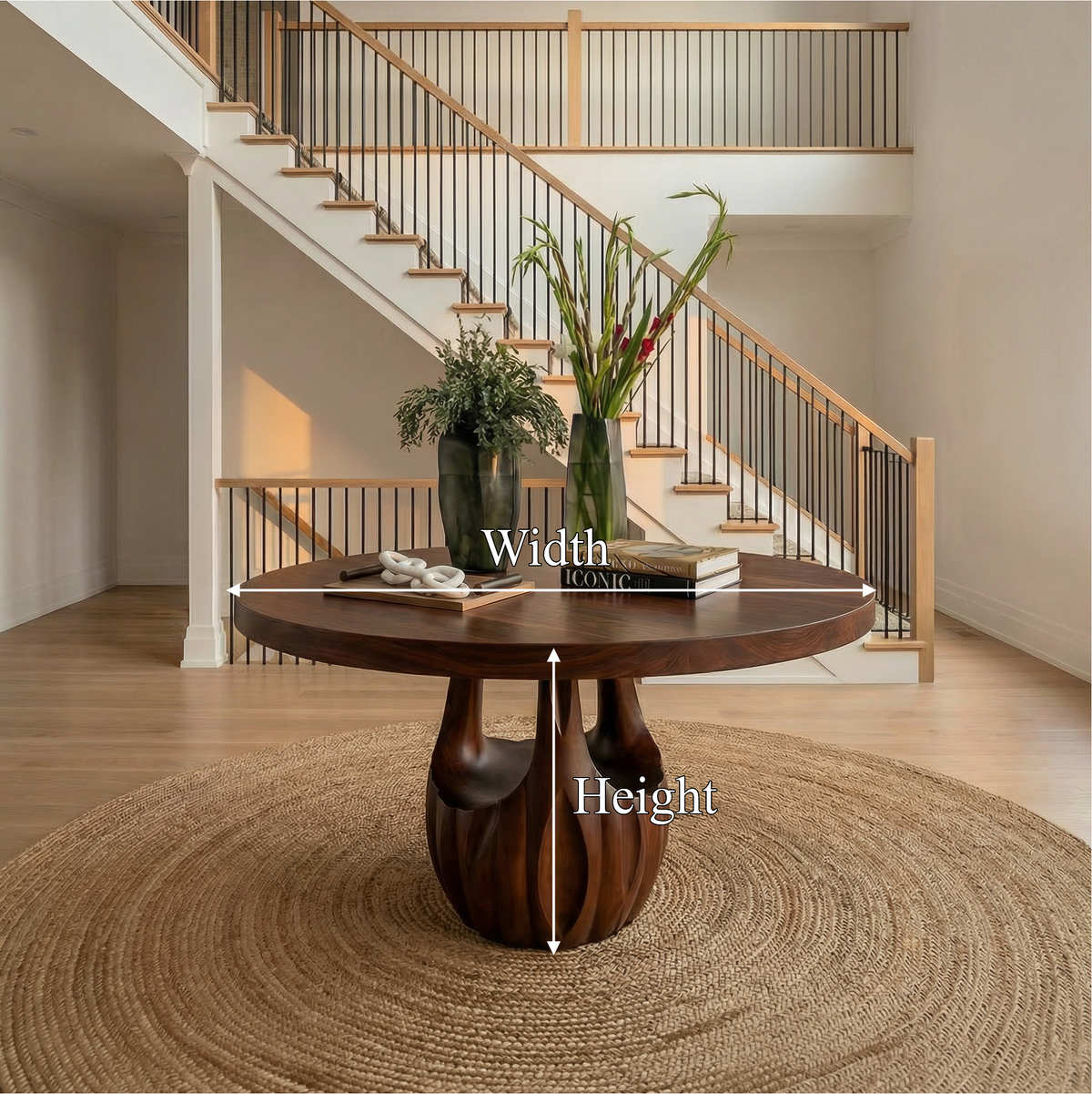 Modern Round Entryway Foyer Table With Unique Sculptural Base For Entryway And Hallway - view 8 of 8