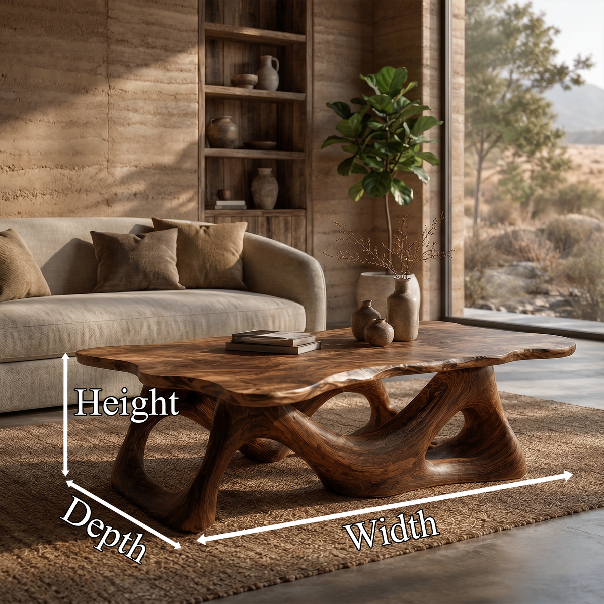 Nature Inspired Coffee Table Sculptural Ring Base For Living Room - view 8 of 8