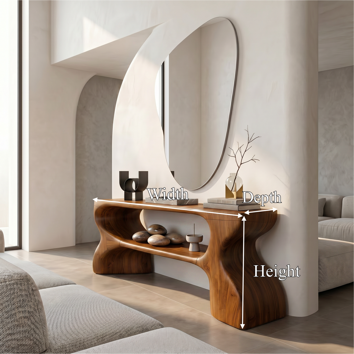 Contemporary Console Table With Architectural Curved Design For Entryway - view 8 of 8