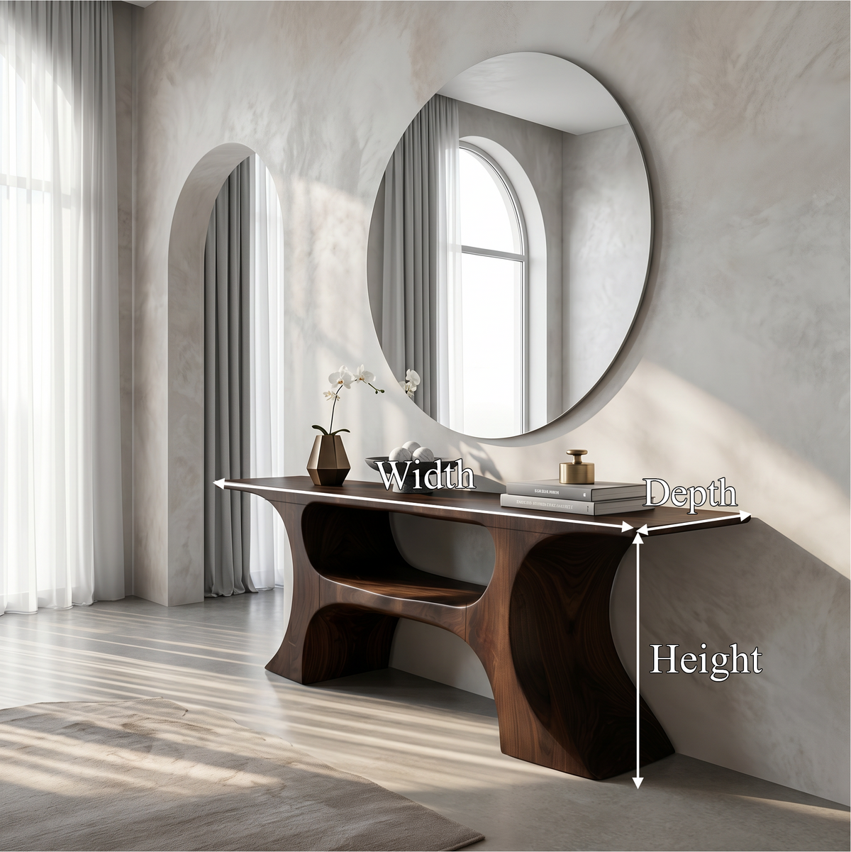 Modern Console Table With Soft Geometric Form For Living Room - view 8 of 8
