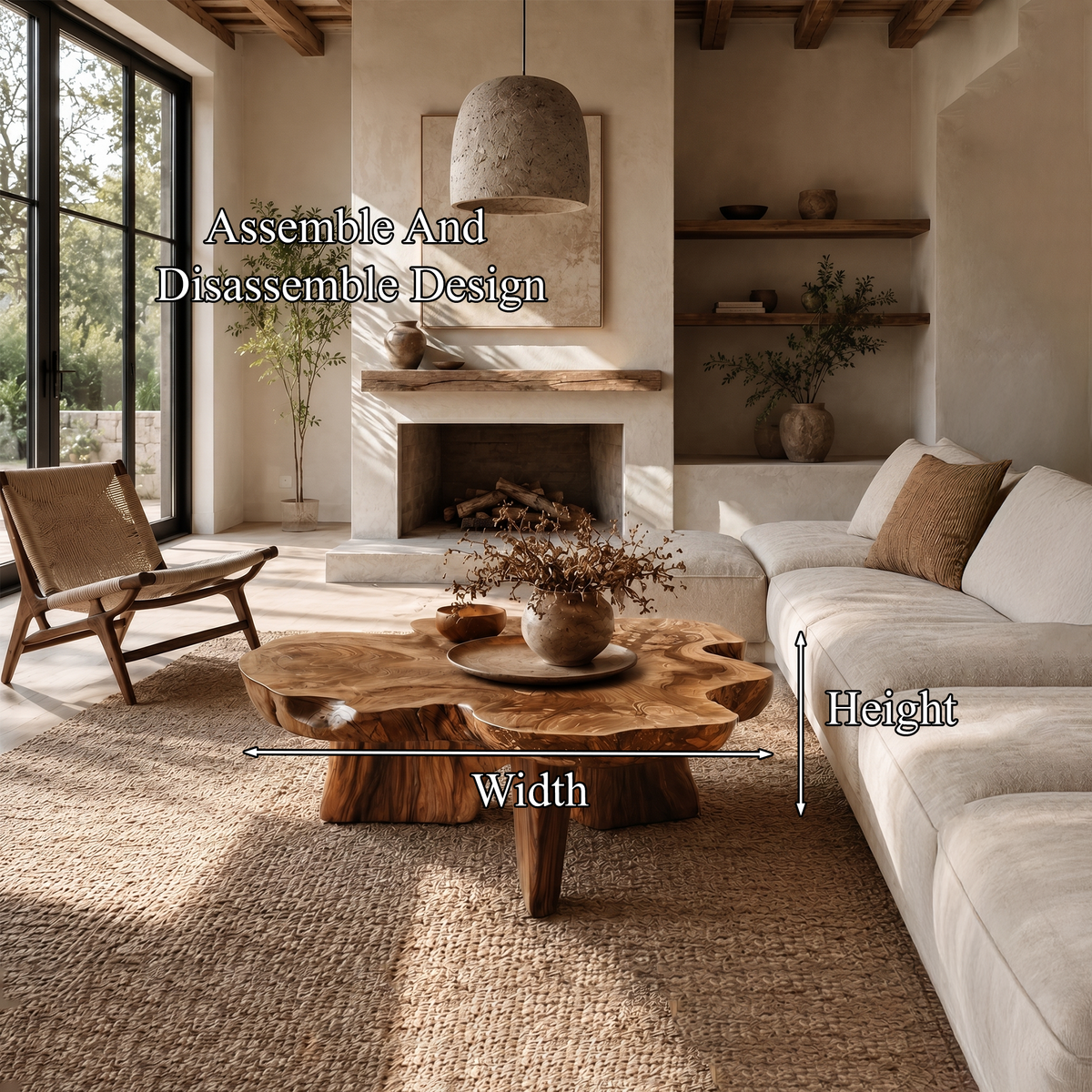 Organic Coffee Table Sculptural Wood Base For Living Room - view 8 of 8