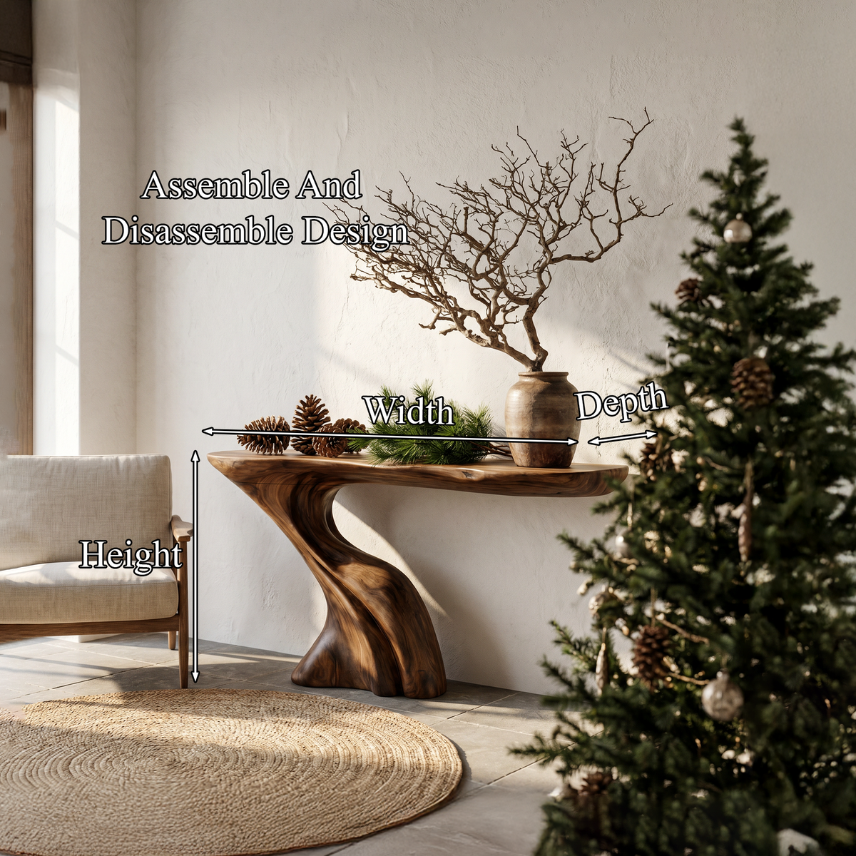 Nature Inspired Console Table With Artistic Tree Structure For Living Room - view 8 of 8