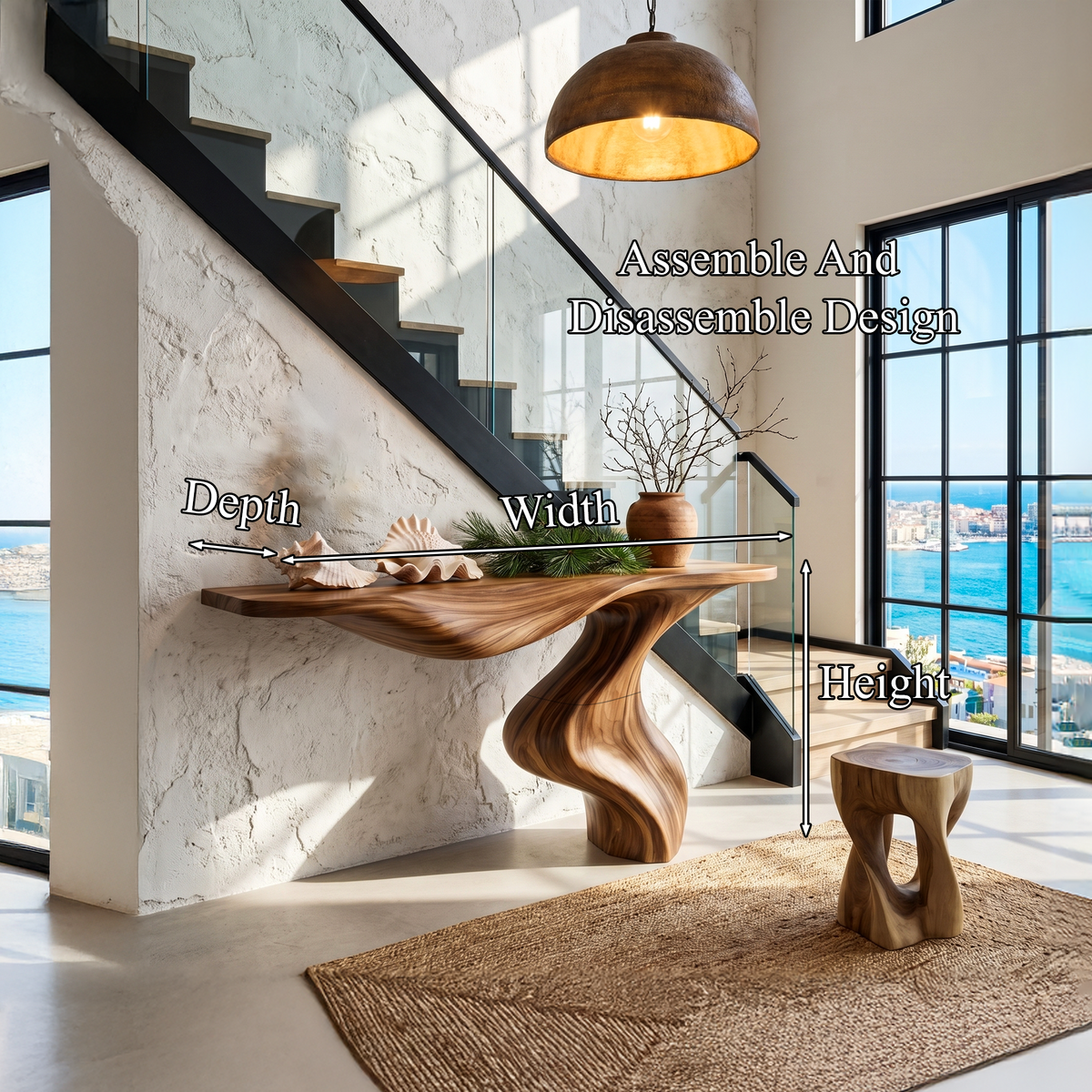 Modern Console Table With Statement Sculptural Base For Living Room - view 8 of 8