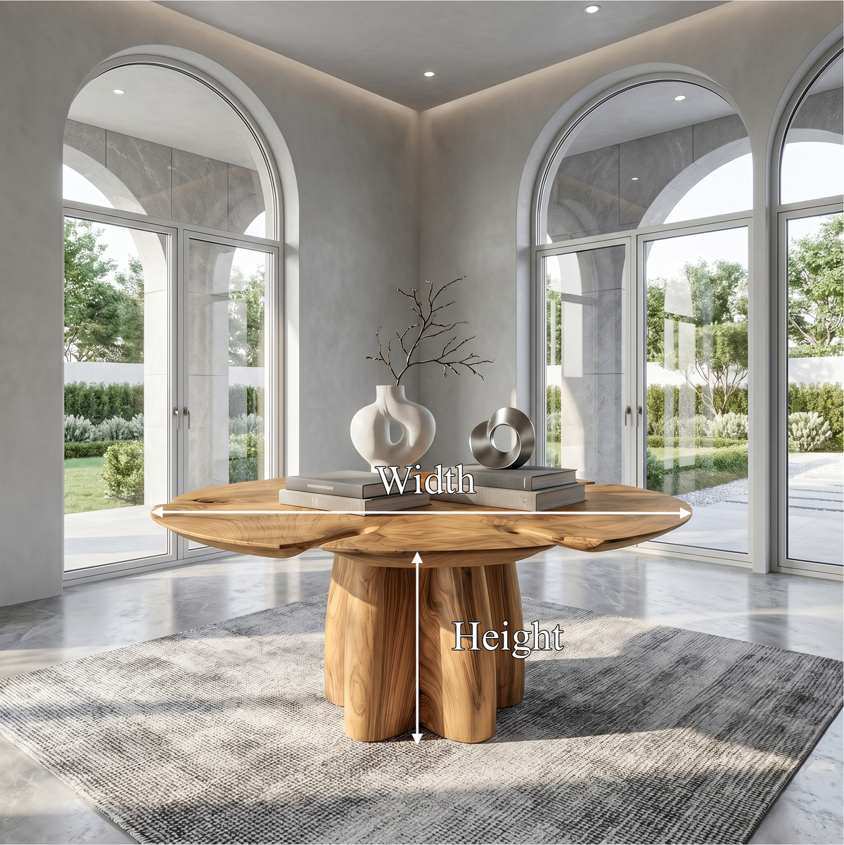 Modern Foyer Table With Sculptural Solid Wood Pedestal Base For Entryway And Hallway - view 8 of 8