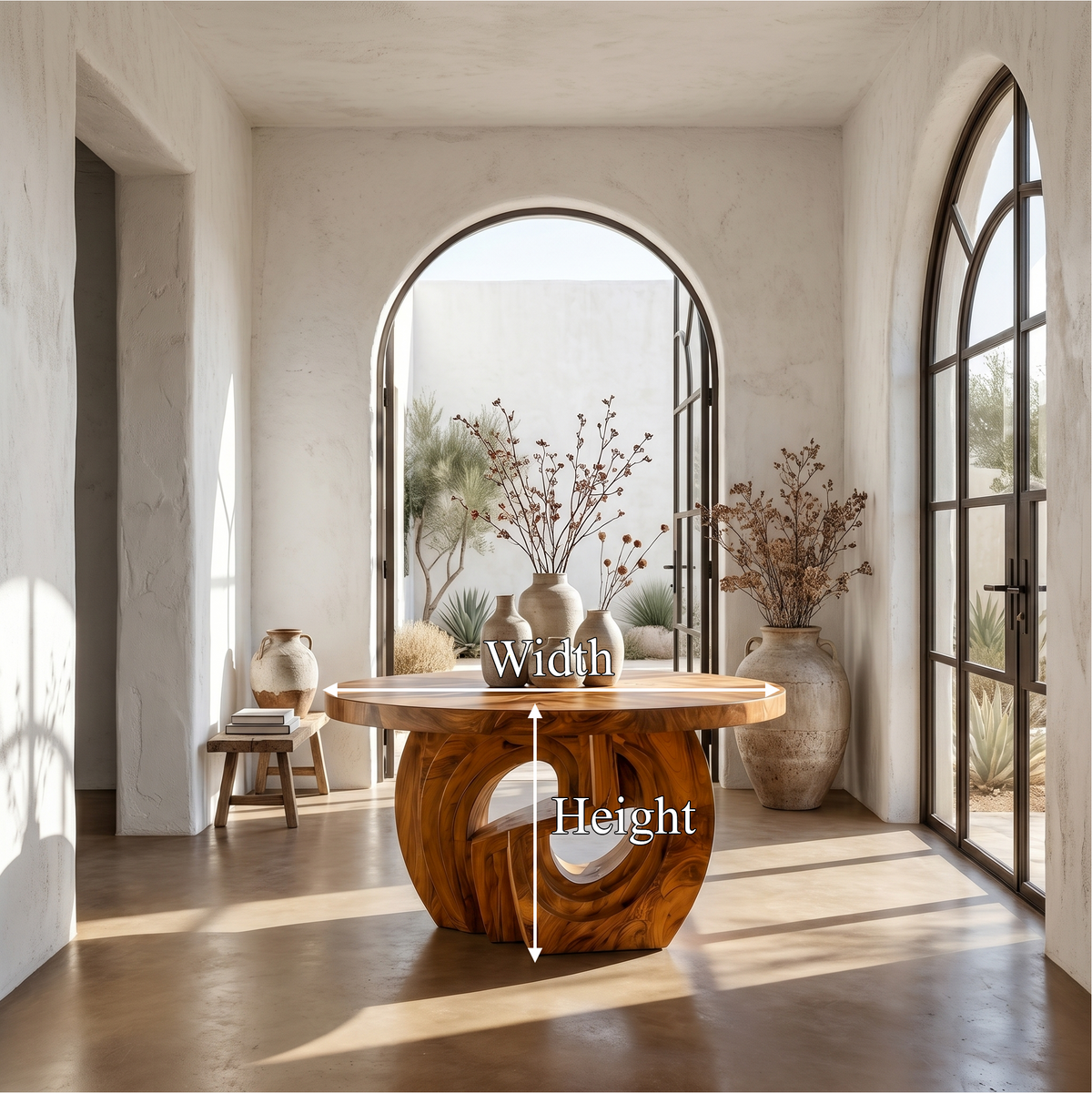 Rustic Foyer Table With Sculptural Ring Pedestal Base For Entryway And Hallway - view 8 of 8