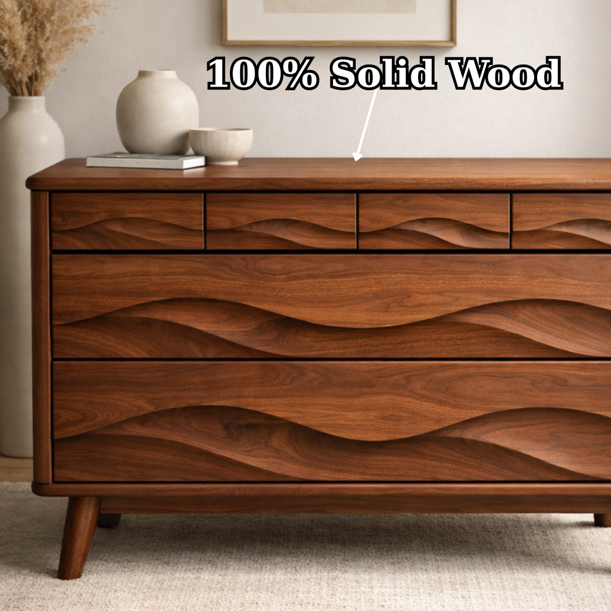 Solid Wood Console Table with Multi Layer Wave Drawer Design for Modern Interior - view 9 of 9