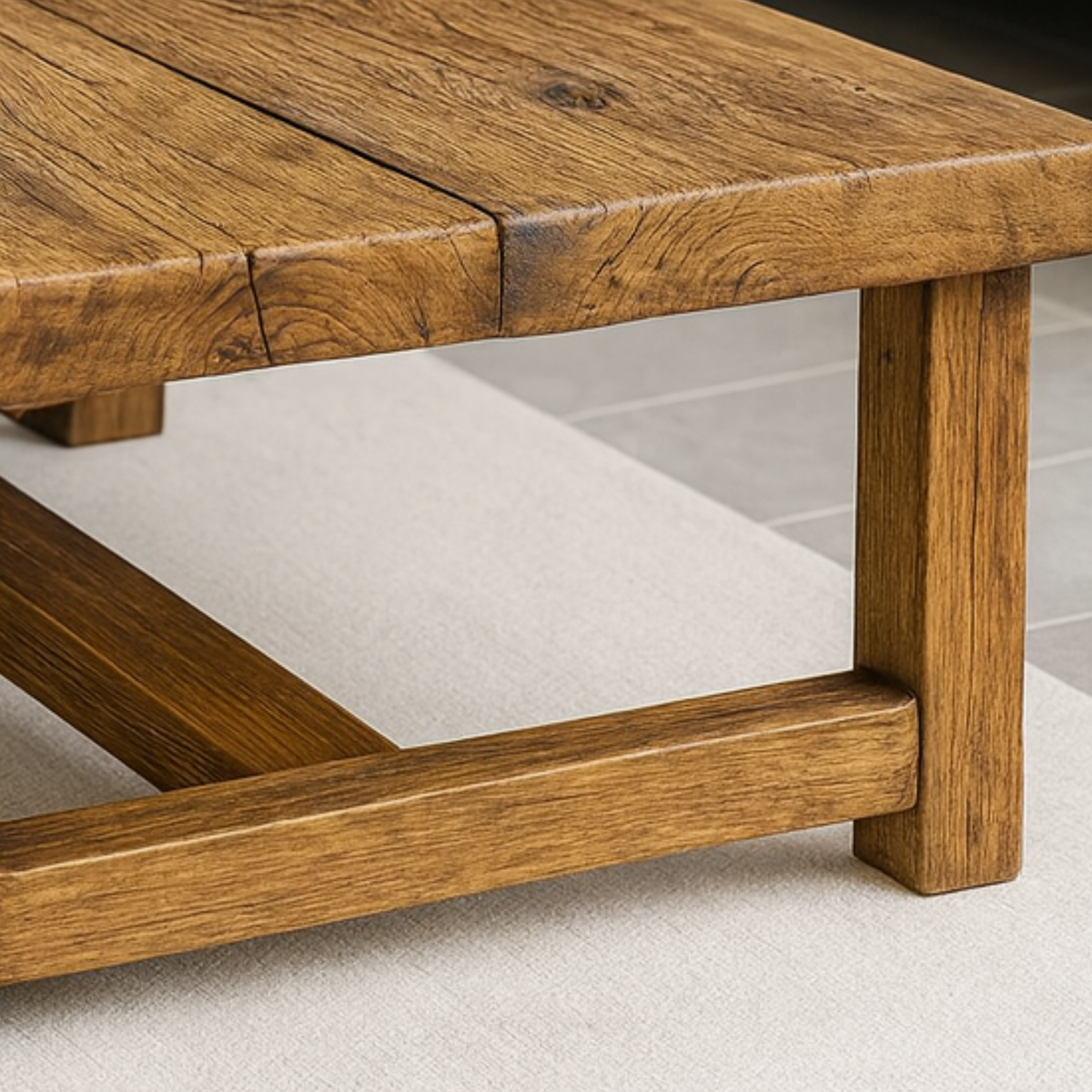 Solid Wood Living Room Table - Rustic Wood Coffee Table - view 5 of 5