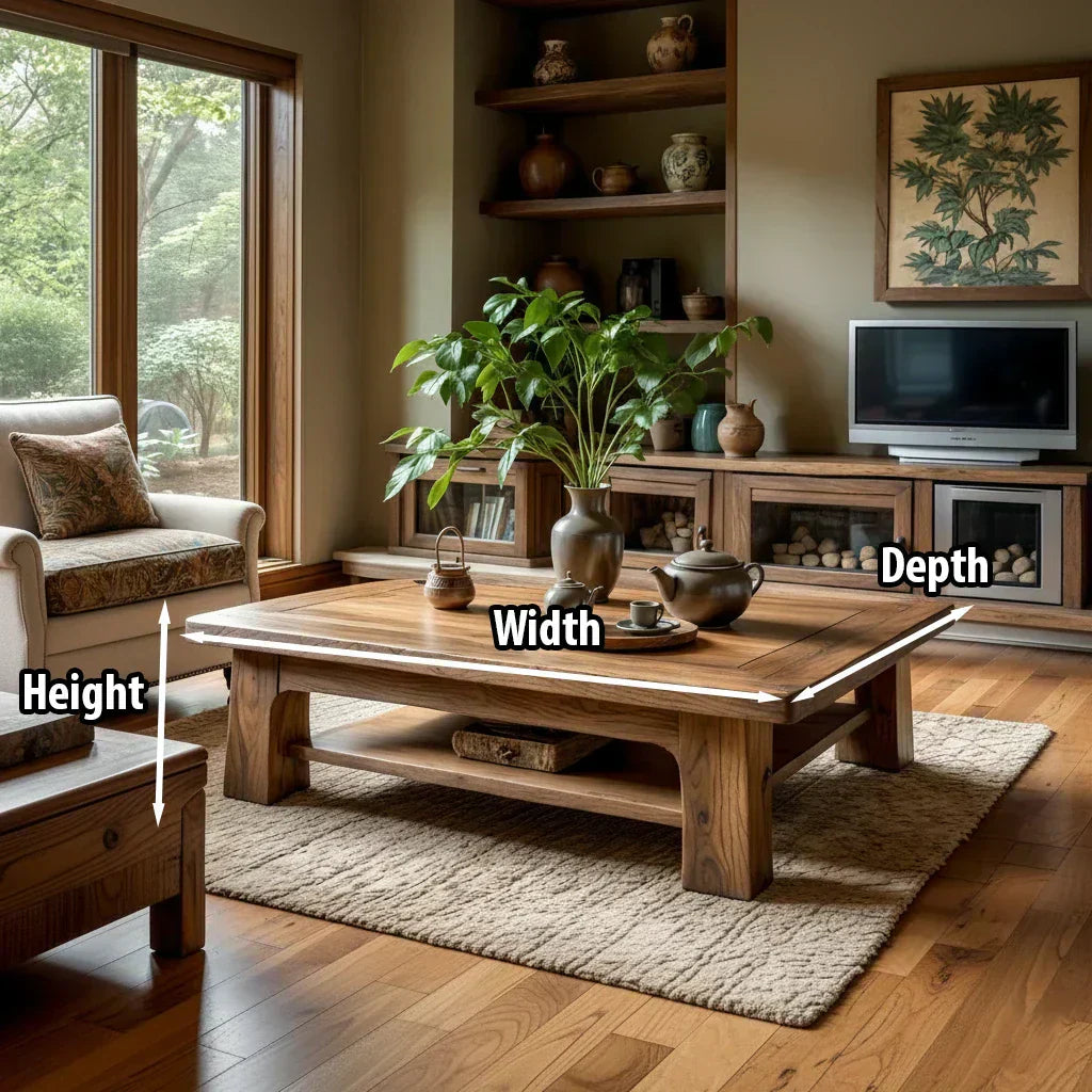 Solid Wood Coffee Table with Shelf Storage for Living Room - view 5 of 5