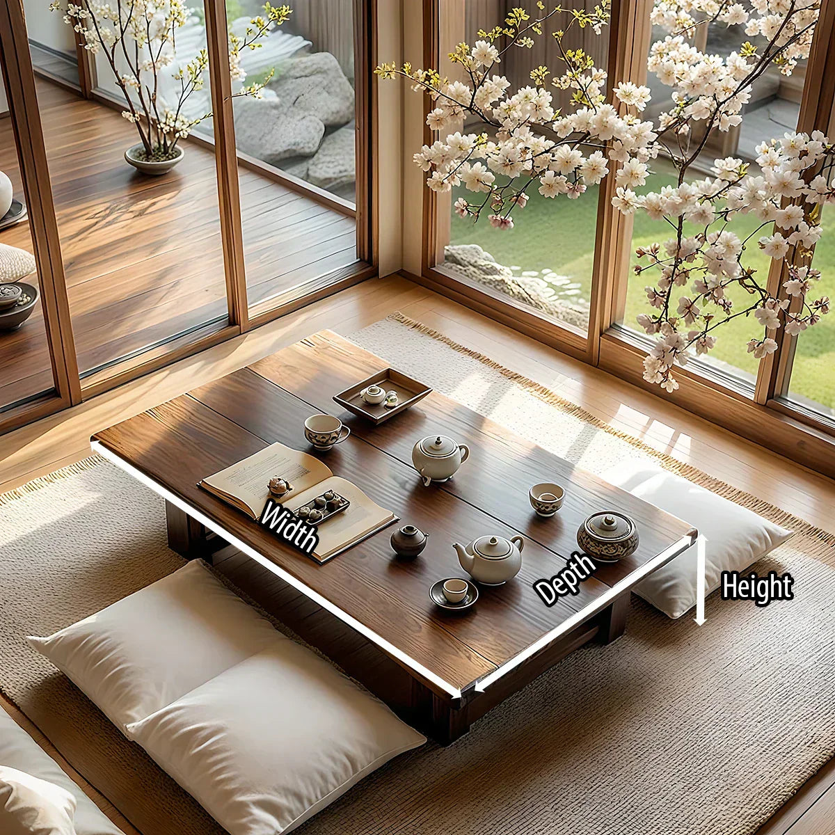Solid Wood Japanese Low Tea Table Minimalist Floor Coffee Table - view 5 of 5