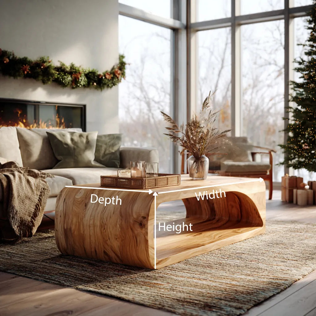 Curved Base Coffee Table in Solid Wood with Seamless Form - view 6 of 6