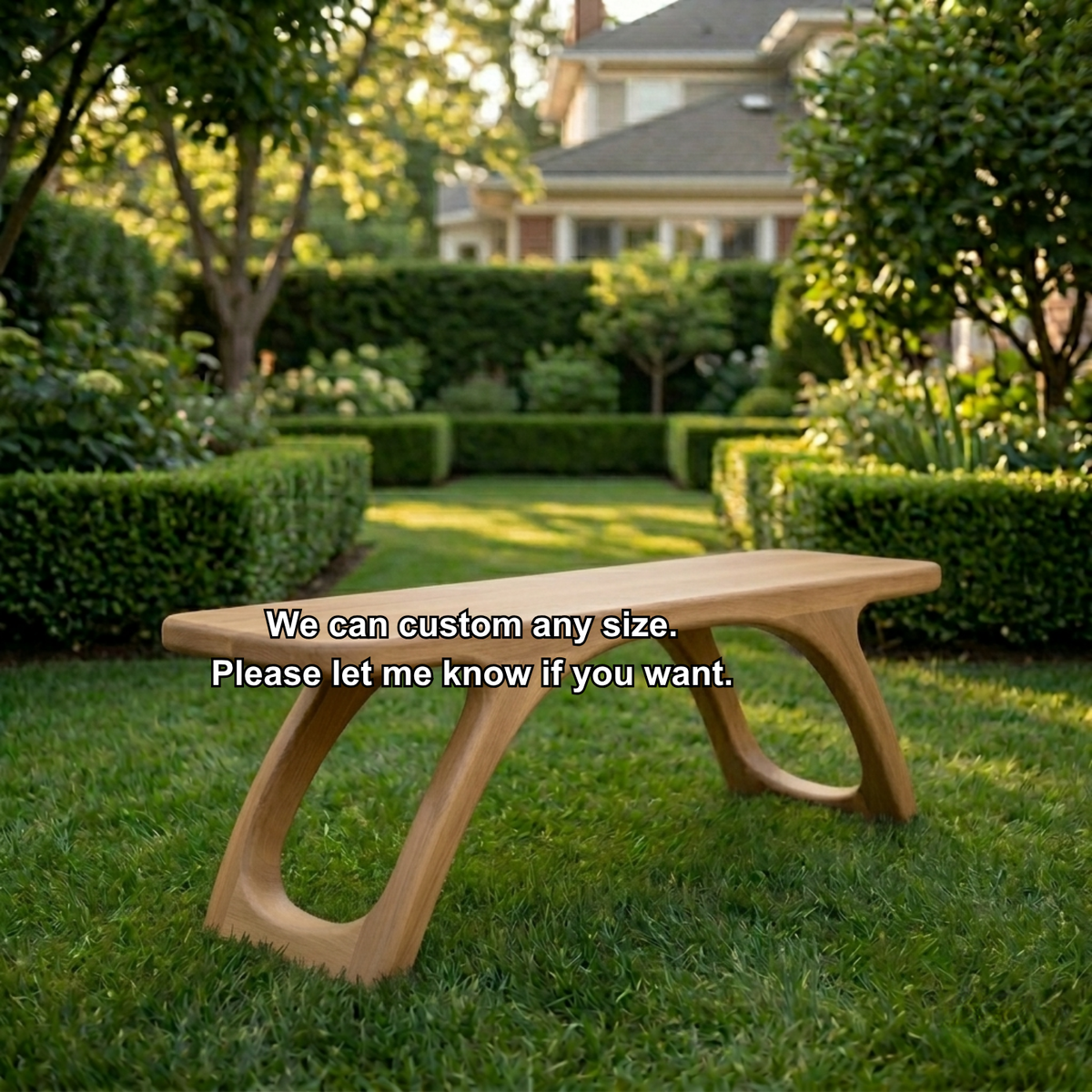 Solid Wood Outdoor Bench with Sculptural Cut-Out Legs and Organic Curved Frame - view 7 of 7