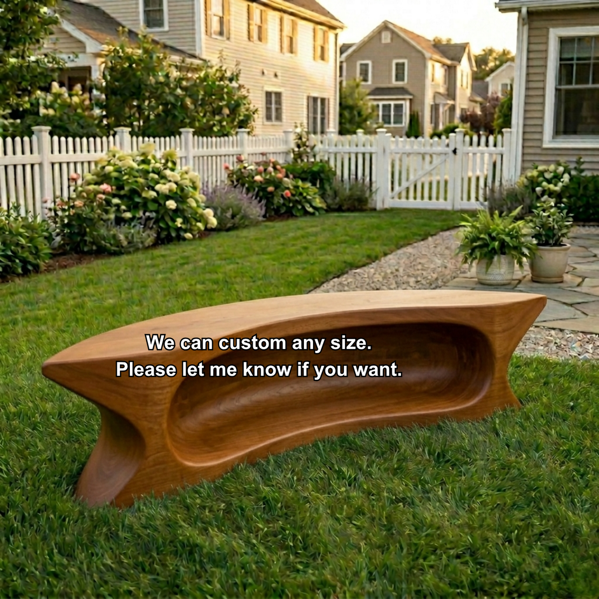 Solid Wood Outdoor Bench with Sculpted Hollow Base and Organic Curved Silhouette - view 8 of 8