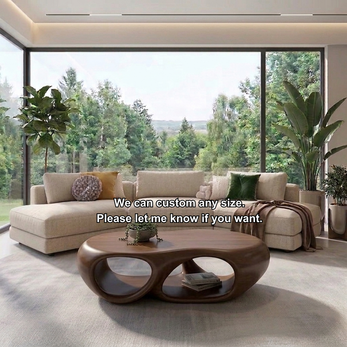 Sculptural Solid Wood Coffee Table – Modern Organic Living Room Center Table - view 8 of 8