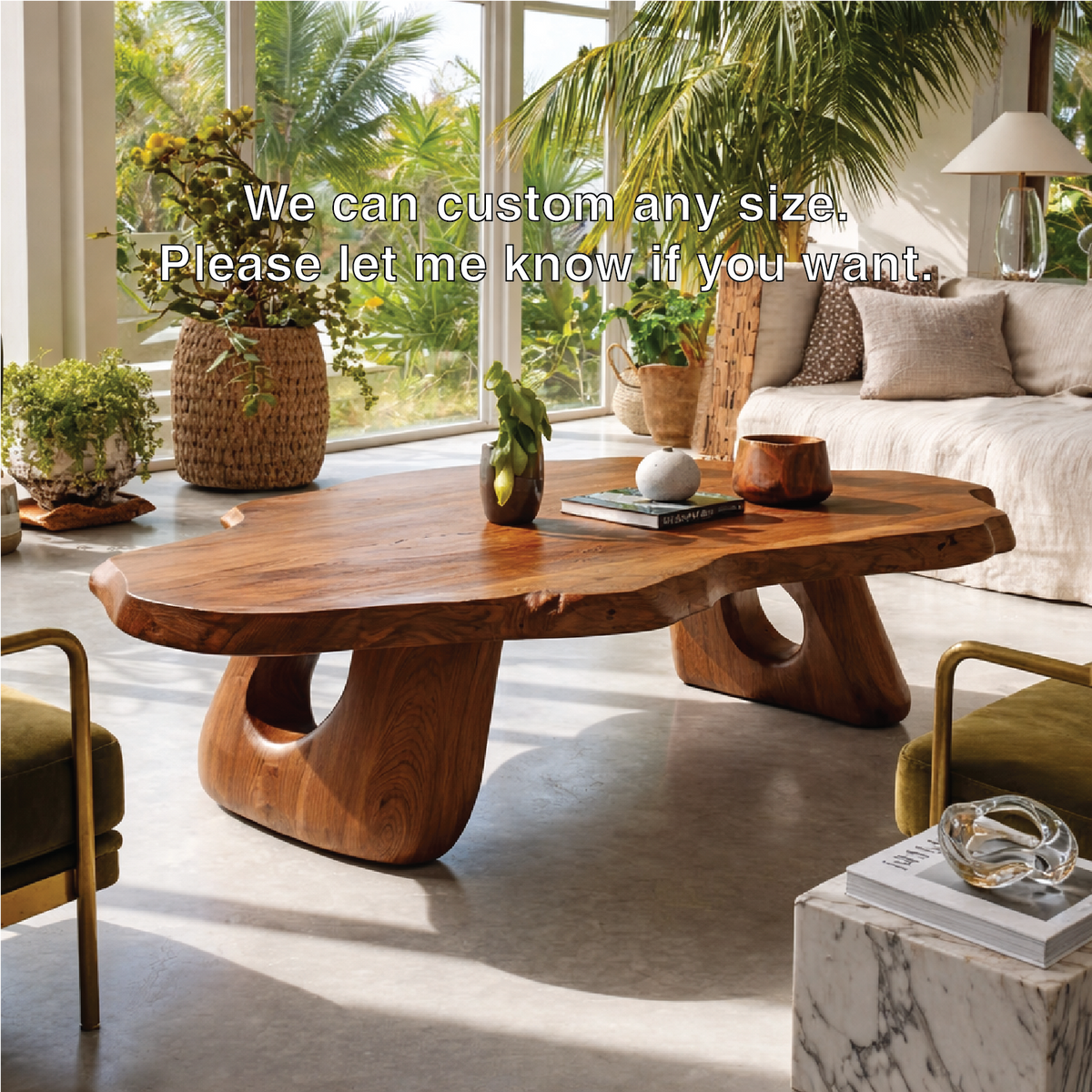 Organic Wooden Coffee Table with Unique Sculptural Base - view 7 of 7