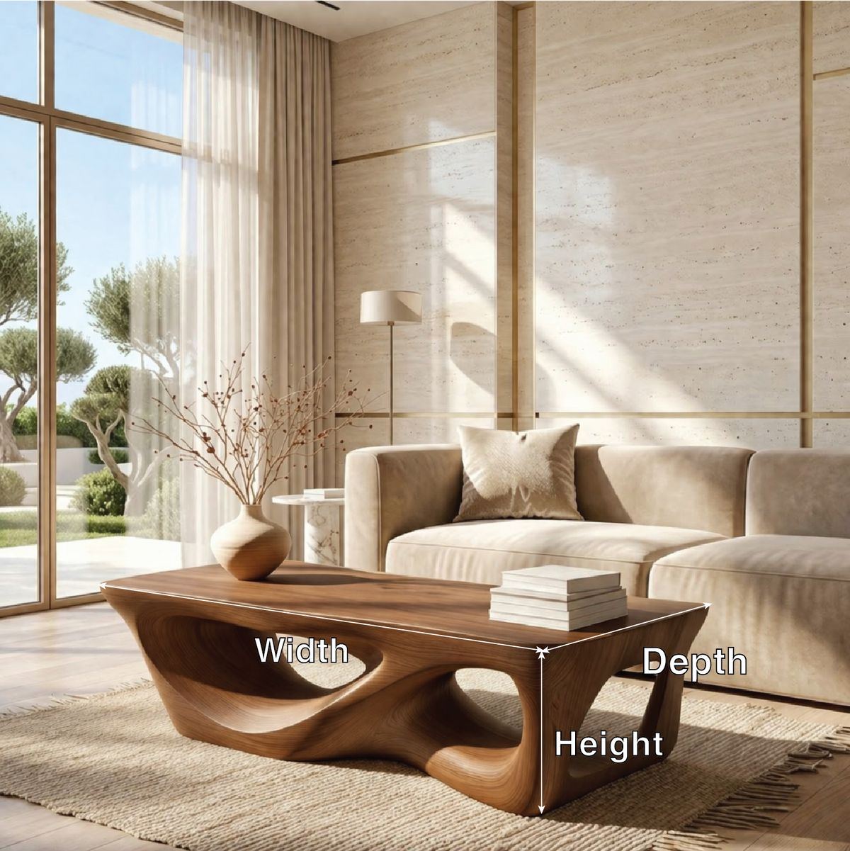 Organic Sculptural Coffee Table with Openwork Base, Modern Living Room Centerpiece - view 7 of 7