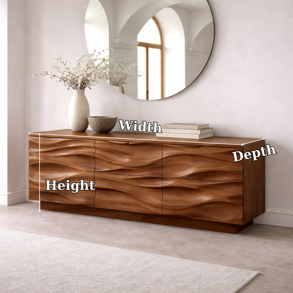 Solid Wood Console Table with Wave Front – Modern Entryway Storage Sideboard - view 7 of 7