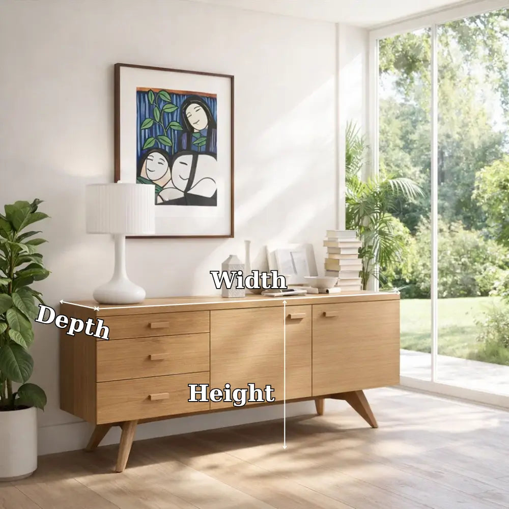 Solid Wood Modern Console Table Mid Century Sideboard with Storage - view 7 of 7