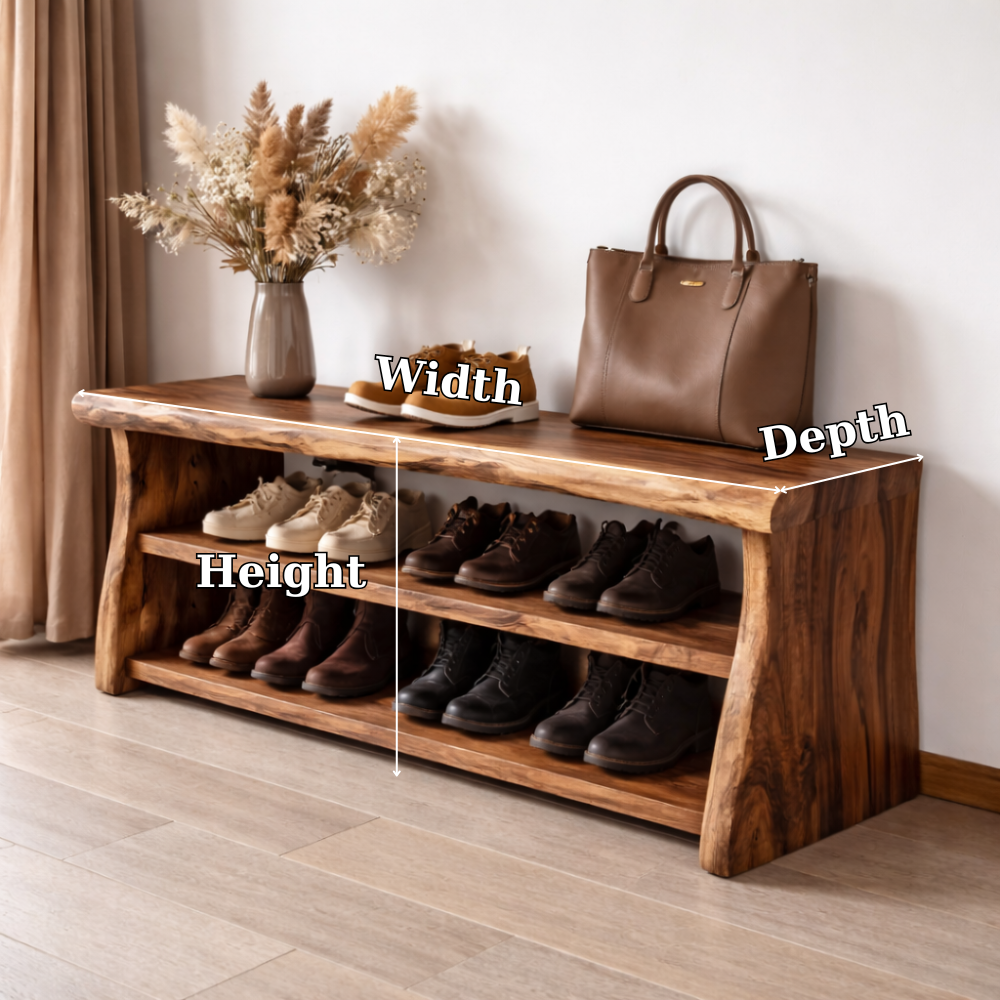 Solid Wood Entryway Bench with Shoe Storage Shelf – Rustic Wooden Shoe Rack Bench - view 7 of 7
