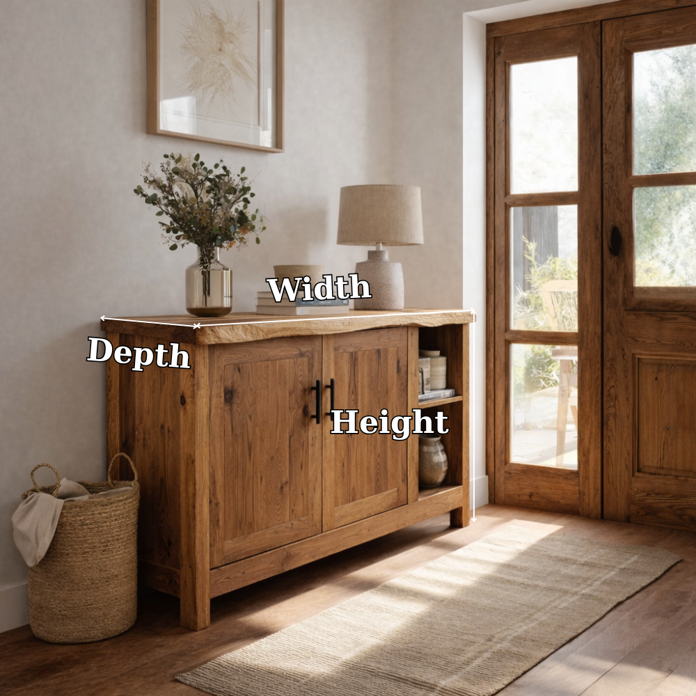 Solid Wood Console Table with Storage Doors – Rustic Entryway Cabinet - view 7 of 7