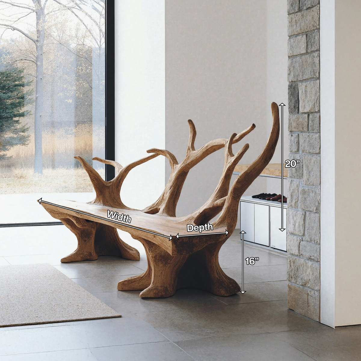 Handcrafted Branch Bench For Living Room Statement Pieces - view 8 of 8