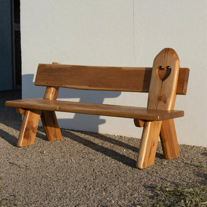Rustic Handmade Bench With Heart Cutout For Garden Or Porch - view 1 of 7