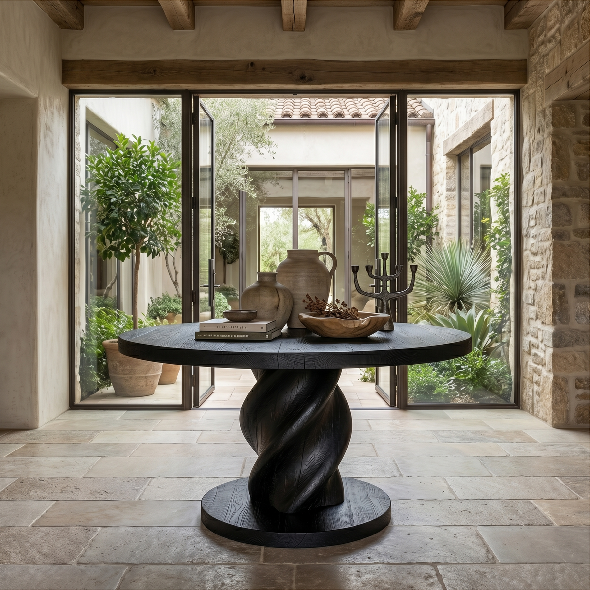 Modern Luxury Statement Round Entry Table For Entryway And Lobby - view 1 of 8