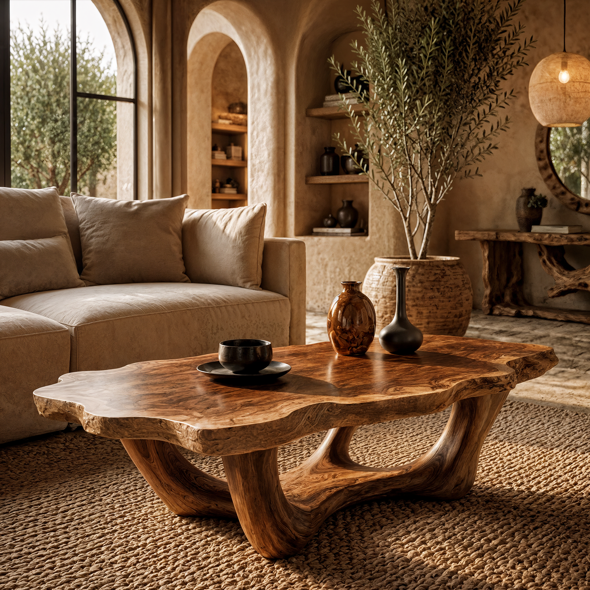 Handcrafted Live Edge Coffee Table Sculptural Design For Living Room - view 1 of 7