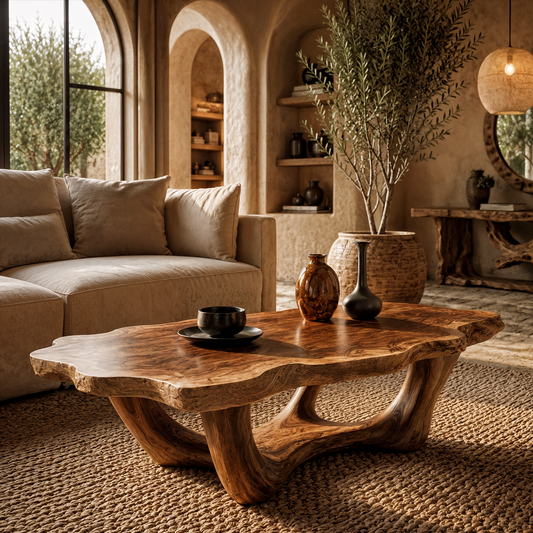 Handcrafted Live Edge Coffee Table Sculptural Design For Living Room - view 1 of 7
