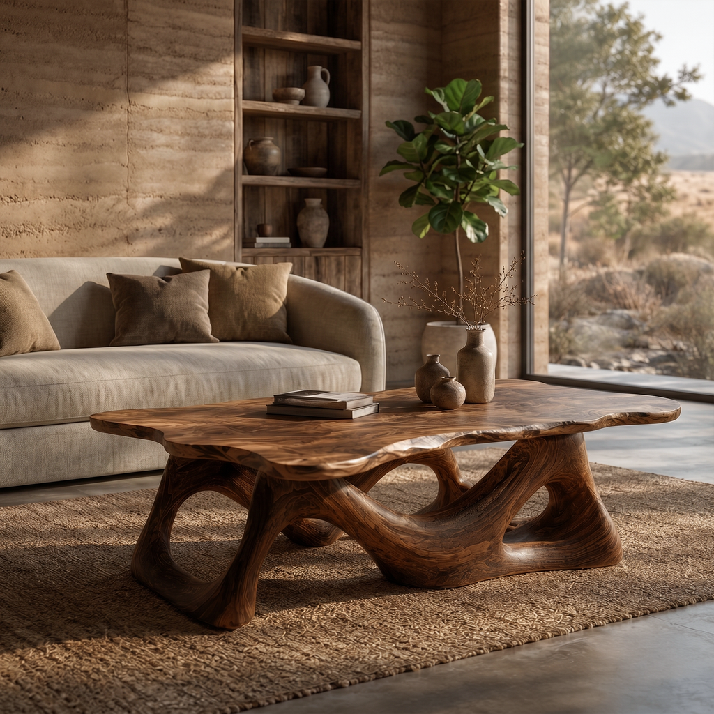 Nature Inspired Coffee Table Sculptural Ring Base For Living Room - view 1 of 8