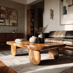Minimal Coffee Table With Organic Pedestal Base For Living Room - view 1 of 8