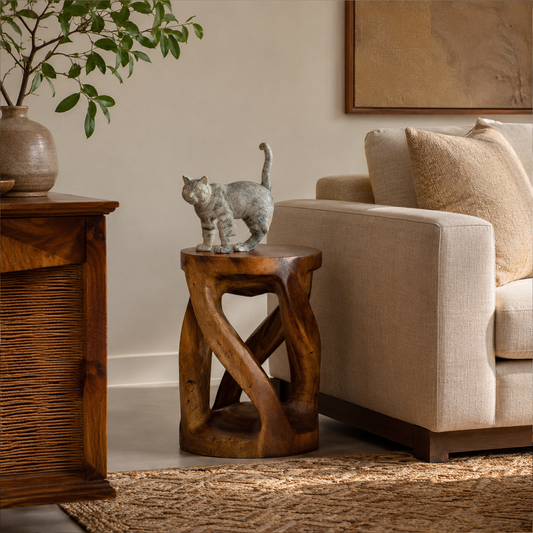 Handcrafted Side Table With Organic Twisted Design For Reading Nook - view 1 of 8