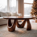 Organic Coffee Table With Freeform Live Edge Top And Sculptural Loop Wood Base For Living Room - view 1 of 8