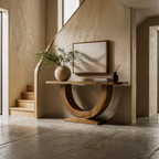 Contemporary Organic Console Table With U Shape Pedestal Base For Entryway And Living Room - view 1 of 8