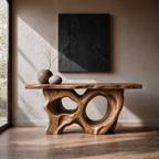 Modern Console Table With Sculptural Asymmetrical Wood Base  For Living Room - view 1 of 8