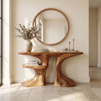 Organic Console Table With Live Edge Countertop And Sculptural Solid Wood Base For Entryway - view 1 of 8