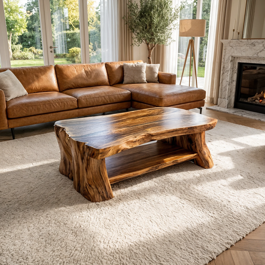 Rustic Slab Wood Coffee Table Living Room - view 1 of 8