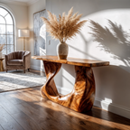 Rustic Modern Console Wavy Carved Wood Entry Hall - view 1 of 8
