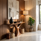 Mid Century Entry Table Smooth Sculptural Form Luxury Welcome Area - view 1 of 8