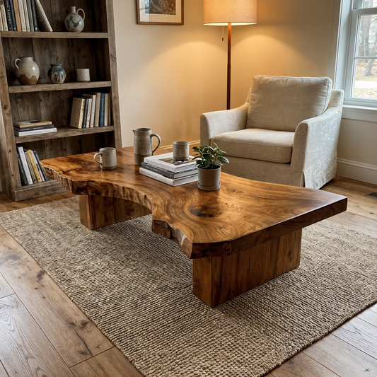 Rustic Sculptural Coffee Table Modern Living Room Display - view 1 of 8