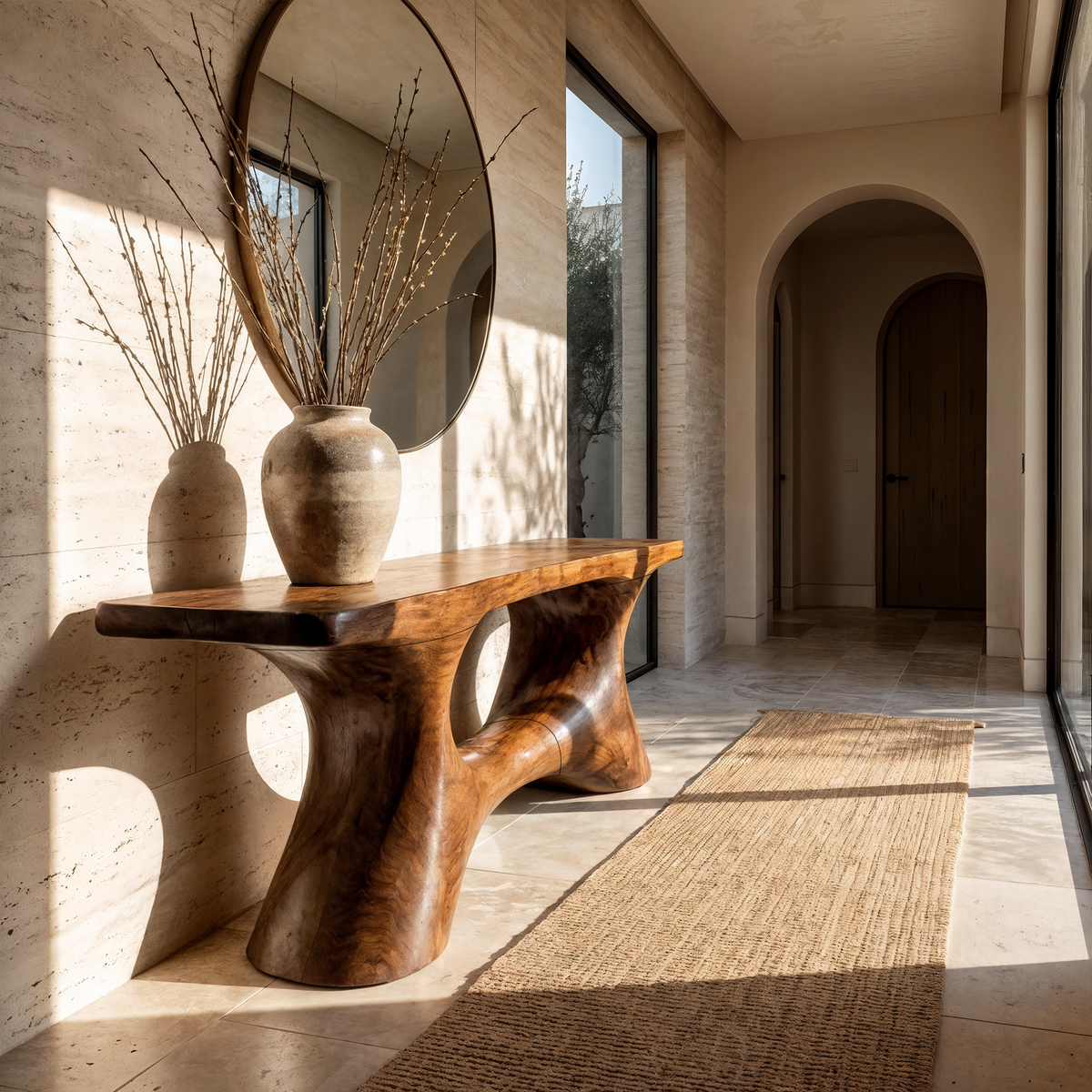 Contemporary Organic Void Base Console Table Entryway Hallway Living Room - view 7 of 8