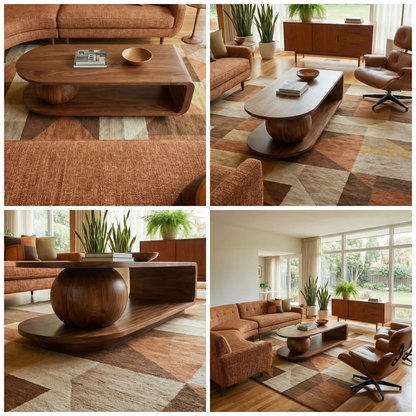 Mid Century Oval Coffee Table For Living Room - view 3 of 8