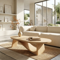 Modern Oval Coffee Table with Sculptural Base, Minimalist Living Room Centerpiece - view 1 of 7