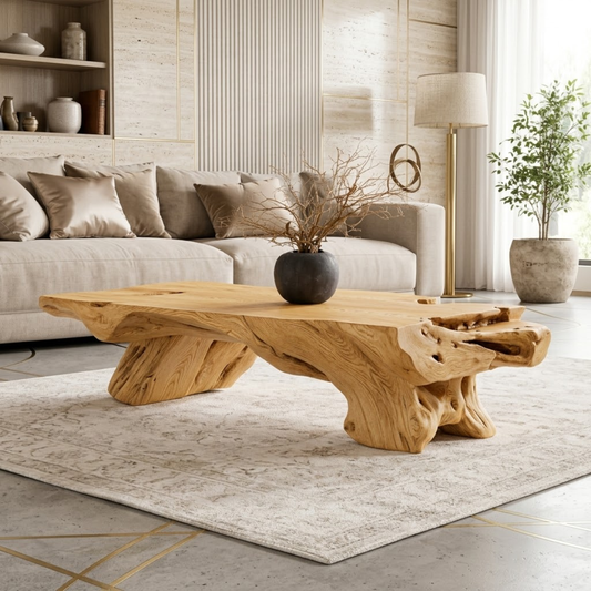 Rustic Wooden Coffee Table with Unique Organic Design - view 1 of 7