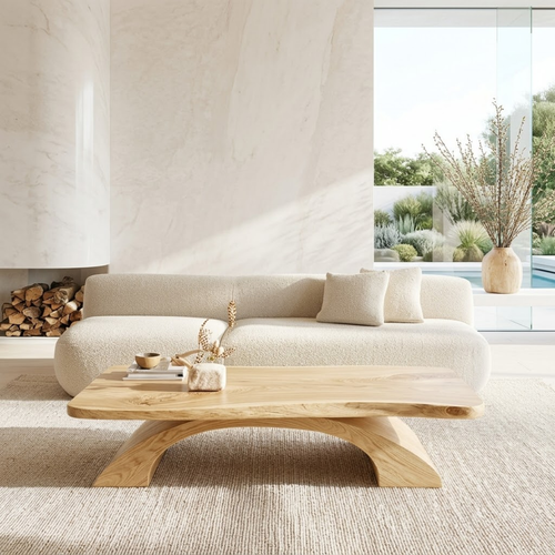 Organic Sculptural Coffee Table with Curved Base, Modern Minimalist Living Room Table - view 1 of 7