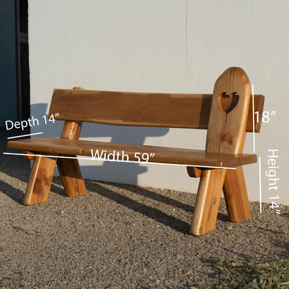Rustic Handmade Bench With Heart Cutout For Garden Or Porch - view 6 of 7
