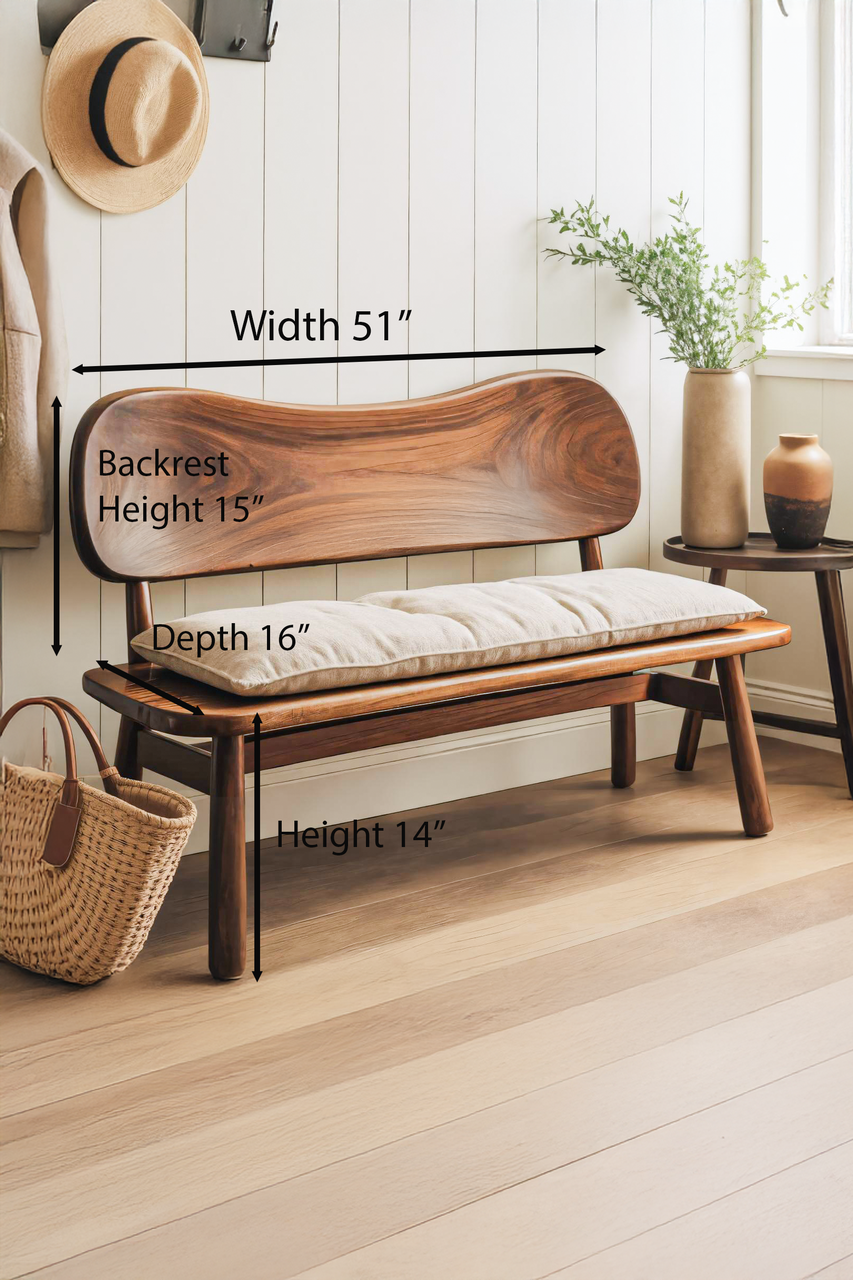 Modern Bench With Curved Backrest For Bedroom - view 6 of 8