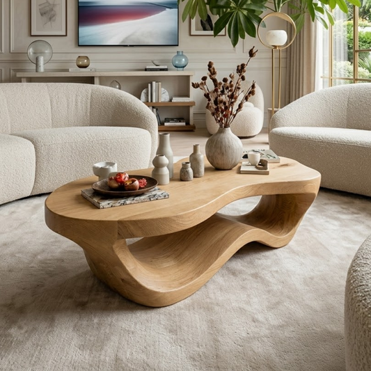 Modern Wooden Coffee Table with Elegant Curved Design - view 1 of 7