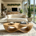Modern Wooden Coffee Table with Elegant Curved Double Design - view 1 of 7